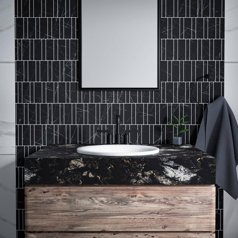 Matte Black Brass Centerset Bathroom Faucet with Pop-up Drain