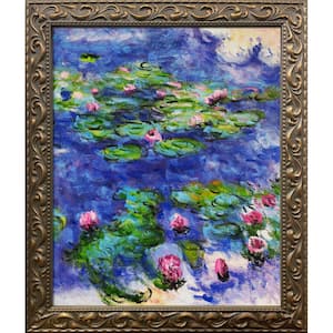 Water Lilies with Elegant Gold Frame by Claude Monet Framed Wall Art 30 in. x 26 in.