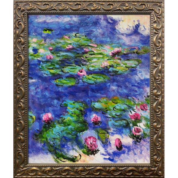 La Pastiche Water Lilies with Elegant Gold Frame by Claude Monet Framed ...