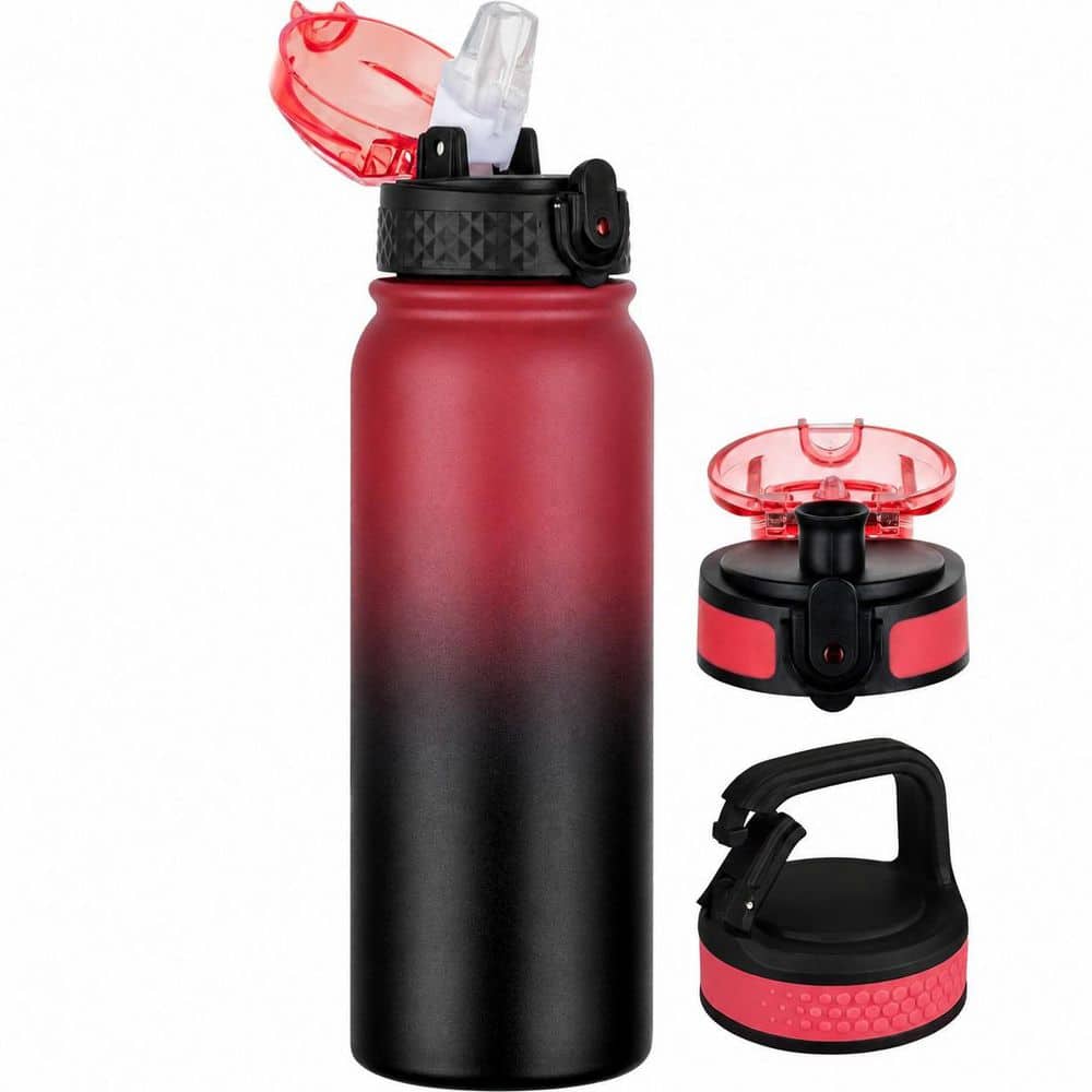20 oz Insulated Stainless Steel Water Bottle with Straw and 3 Lids, Red-Black price history on PriceWatchPro