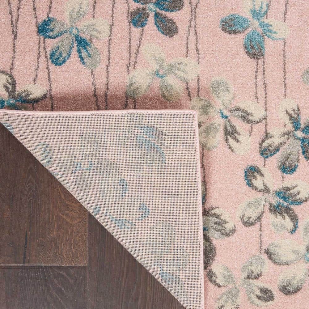 Reversible Pink Floral Viscose Blend 6' x 9' Area Rug