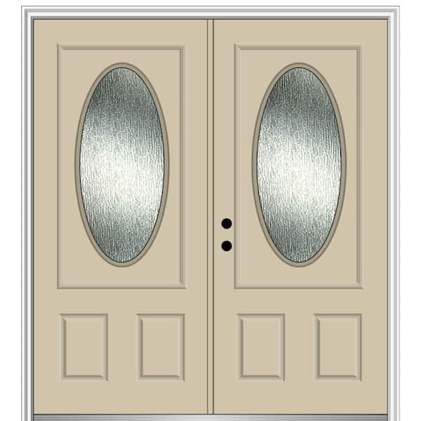 MMI Door 72 in. x 80 in. Right-Hand/Inswing Rain Glass Wicker Fiberglass Prehung Front Door on 4-9/16 in. Frame