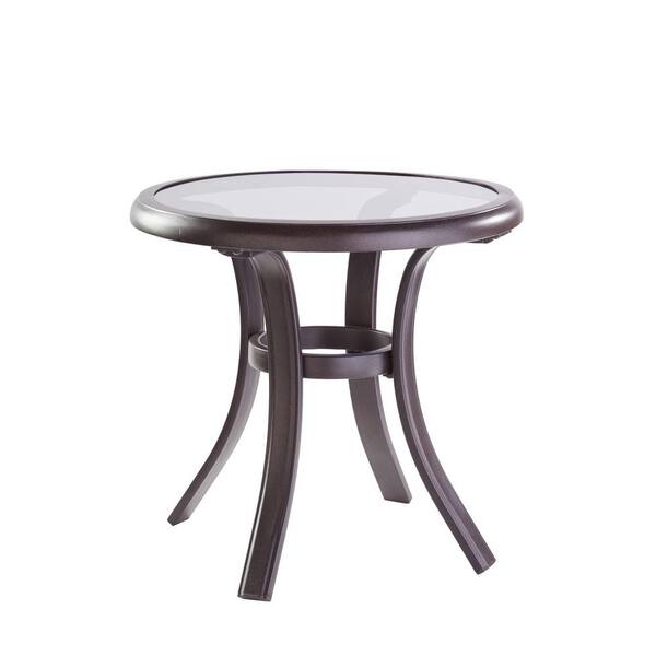 Hampton Bay Statesville Pewter Aluminum Outdoor Side Table