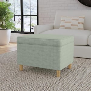 Dinah Sage Mini Grid Polyester Rectangle Storage Ottoman