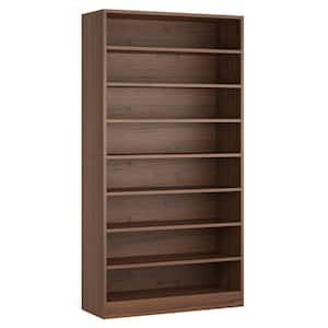 Eulas 71 in. Tall Brown Wood 9 Tier Standard Bookcase with Interior Shelves, Open Display Bookshelf