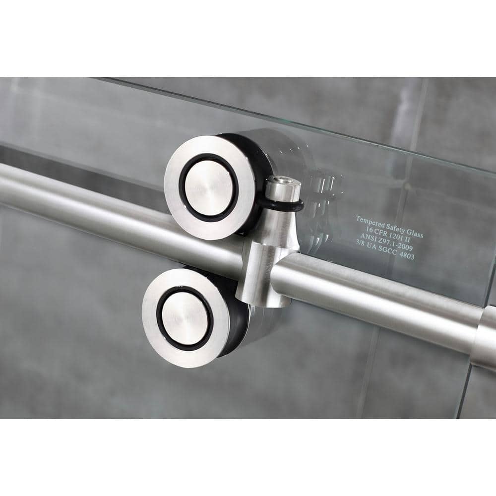 Langham XL Frameless Sliding Shower Door with Clear Glass and Stainless Steel Finish