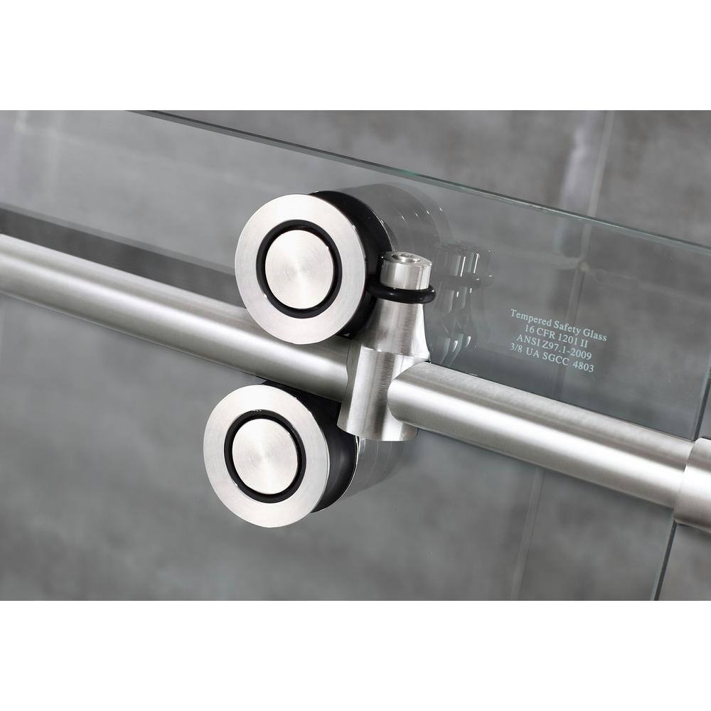 Langham XL Frameless Sliding Shower Enclosure with Clear Glass and Stainless Steel Frame