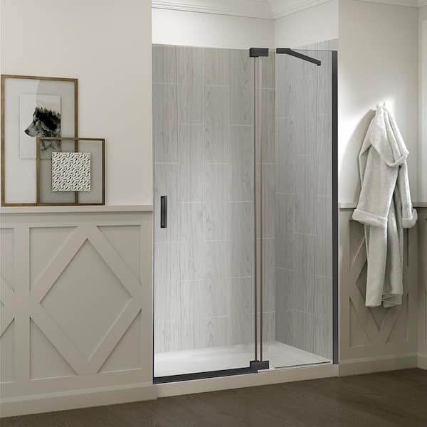 Foremost Lagoon Door And Panel 60 In L X 32 In W X 80 In H Left Drain Alcove Shower Kit In Driftwood And Matte Black Gfs6032ldmb Drl The Home Depot