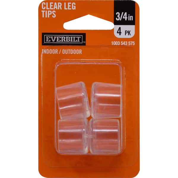 Everbilt 3/4 in. Clear Rubber Like Plastic Leg Caps for Table, Chair, and Furniture Leg Floor Protection (4-Pack)