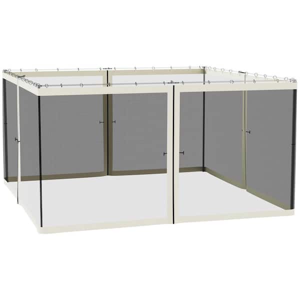 Outsunny Black 13 ft. x 13 ft. Polyester Universal Replacement Mesh Sidewall Netting for Patio Gazebos with Zippers