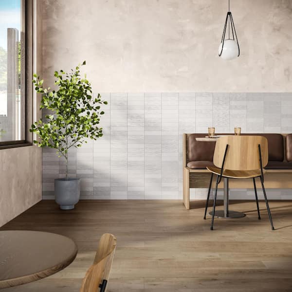 Amagansett Gin White 2 in. x 8 in. Mixed Finish Ceramic Subway Wall Tile (5.38 sq. ft. / case)