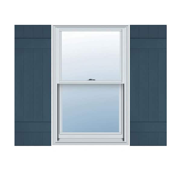 Ekena Millwork 14 in. x 48 in. Lifetime Vinyl TailorMade Four Board Joined Board and Batten Shutters Pair Classic Blue