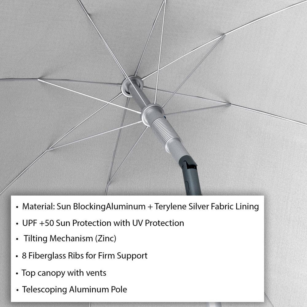 Red 7 ft Octagon Beach Umbrella with Aluminum Pole