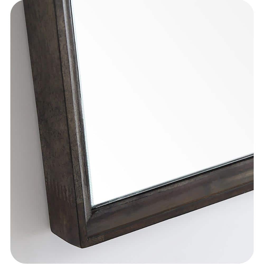 Elegant Acacia Wood 26" Rectangular Vanity Mirror in Warm Grey