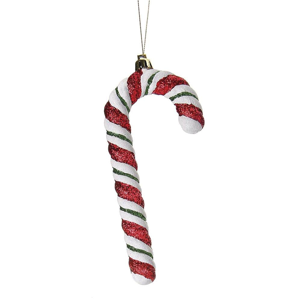 Regency International 7 in. Red Plastic Candy Cane with Glitter ...