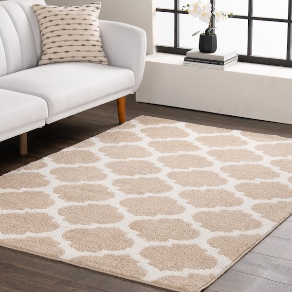 Seyward 5 ft. x 7 ft. Beige/Buff Trellis Area Rug