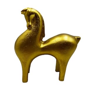 Gold 7 in. x 7 in. x 3 in. Metal Horse Sculpture