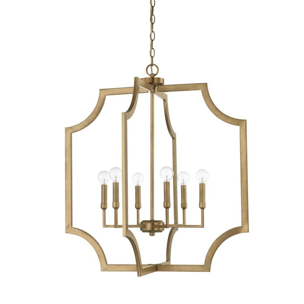 Lesley 60-Watts 6-Light Aged Brass Foyer Pendant Light, No Bulbs Included price history on PriceWatchPro