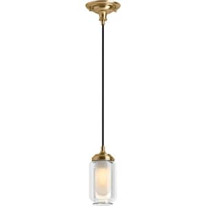 Artifacts 1 Light Pendant Lighting Fixture for Kitchen Island, Modern Brushed Gold, 10' Adjustable Cord Length