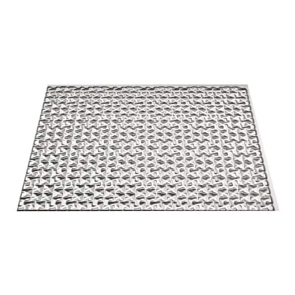 Fasade 18.25 in. x 24.25 in. Brushed Aluminum Terrain PVC Decorative Tile Backsplash