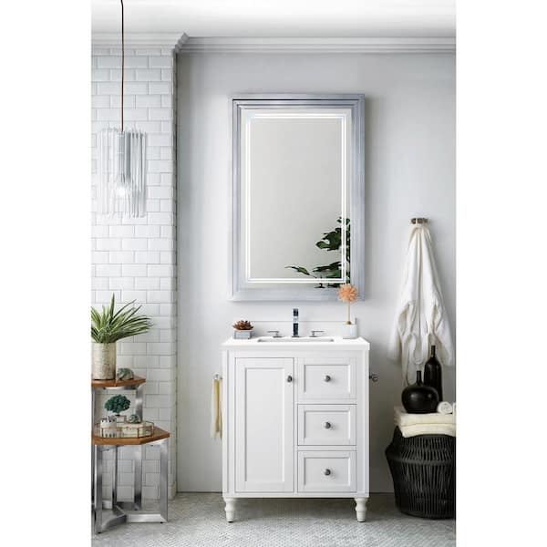 James Martin Vanities Copper Cove Encore 30.0 in. W x 23.5 in. D x 36.2 in. H Bathroom Vanity in Bright White with White Zeus Quartz Top