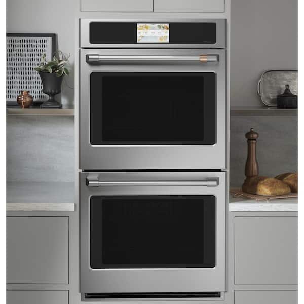Cafe 27 In Smart Double Electric Wall Oven With Self Cleaning And Convection Upper Stainless Steel Ckd70dp2ns1 The Home Depot - Ge Cafe 27 Double Wall Oven