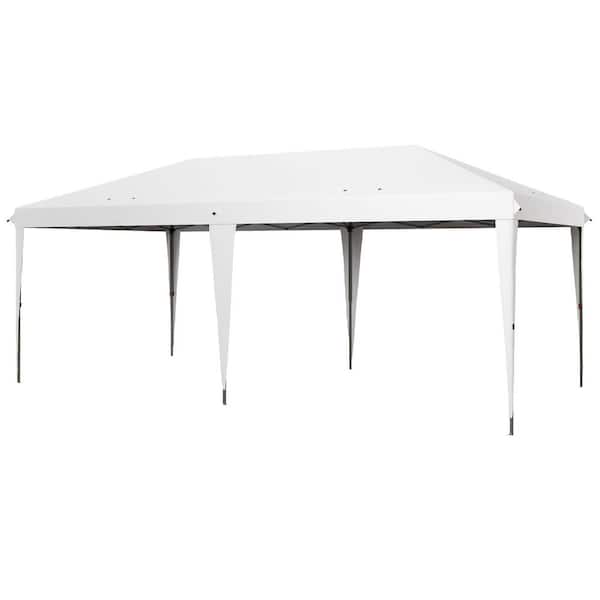 10 ft. x 19.2 ft. White Heavy Duty Pop-Up Canopy Tent with Carry Bag for Catering, Events, Wedding, Backyard BBQ