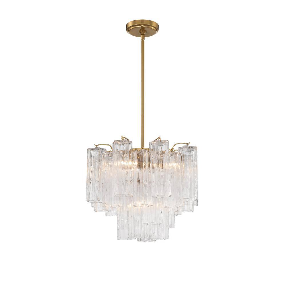 Addis 4-Light Clear Glass and Aged Brass Chandelier