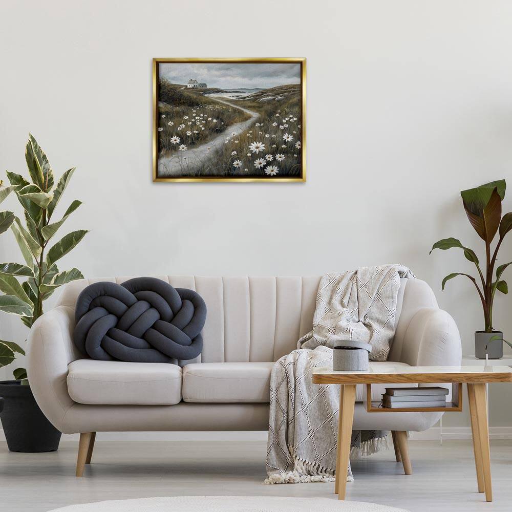 Serene Coastal Cottage Path by Imagine It Images Gold Floater Frame Nature Graphic Art Print 25 in. x 31 in. price history on PriceWatchPro