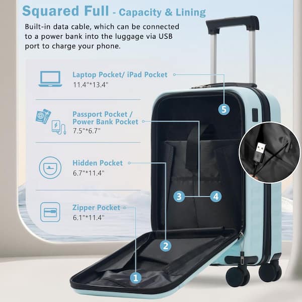 Merax 3 Bags 3-Piece Light Blue Expandable ABS Hardshell 20 in. 24