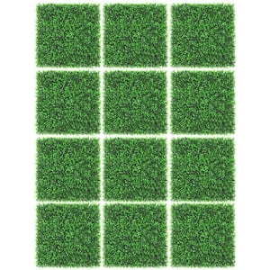 12-Piece 20 in. L x 20 in. W x 1.5 in. H PE Garden Fence Artificial Peanut Leaf Hedges Panels