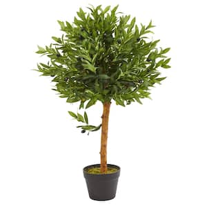 34 in. Indoor/Outdoor Olive Topiary Artificial Tree