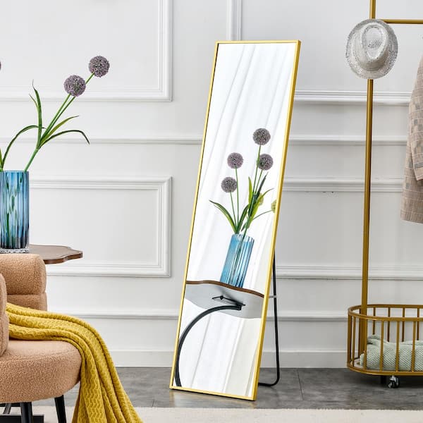 Gold Full Length Floor Mirror with Aluminum Frame for Wall Mounted, St –  Vanller Shop