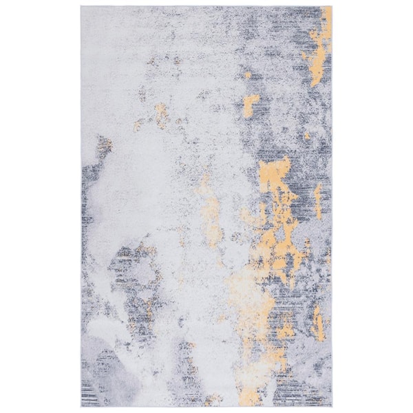 SAFAVIEH Tacoma Gray/Gold 8 ft. x 10 ft. Machine Washable Distressed Abstract Area Rug