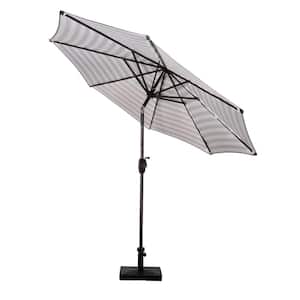 Kingston 9 ft. Market Outdoor Umbrella in Gray and White with 50 lbs. Concrete Base