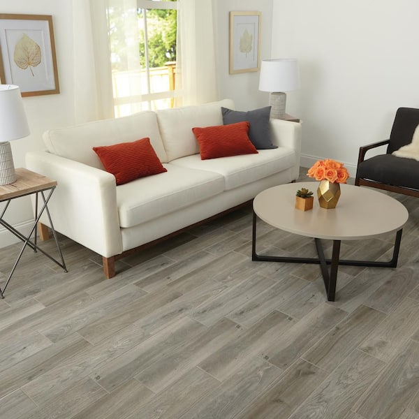 Lifeproof Pewter Wood 6 in. x 24 in. Glazed Porcelain Floor and Wall Tile  (14.55 sq. ft. / case) LP53624HD1PR - The Home Depot