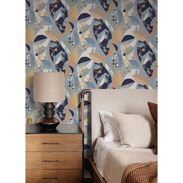 Adelaide Blue Vinyl Peel and Stick Wallpaper