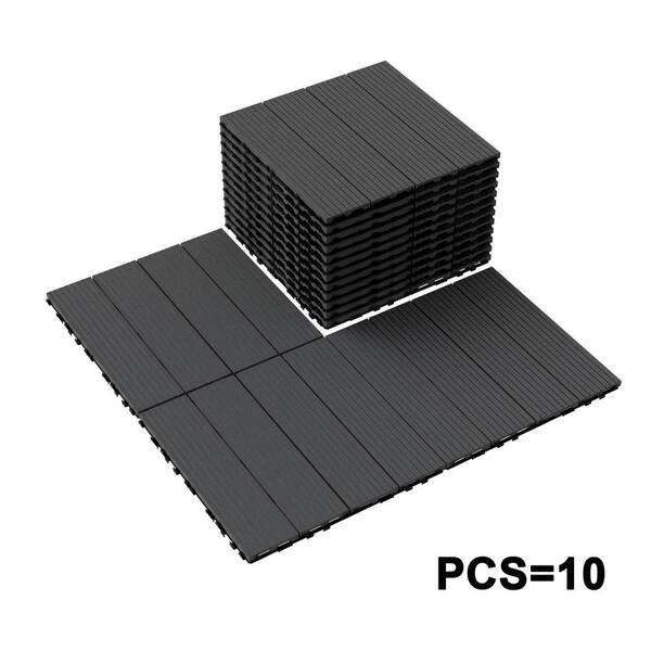 ARK DESIGN 1 ft. x 1 ft. Quick Deck Outdoor Slat Composite Deck Tile in Grain (10 sq. ft. Per Box)