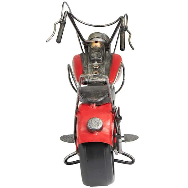 Litton Lane Red Metal Handmade Vintage Style Motorcycle Sculpture