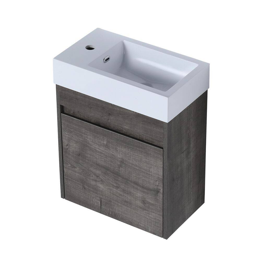18.1 in. x 10.2 in. x 22.8 in. Modern Float Mounting Small Bathroom Vanity with Sink in Plaid Grey Oak price history on PriceWatchPro