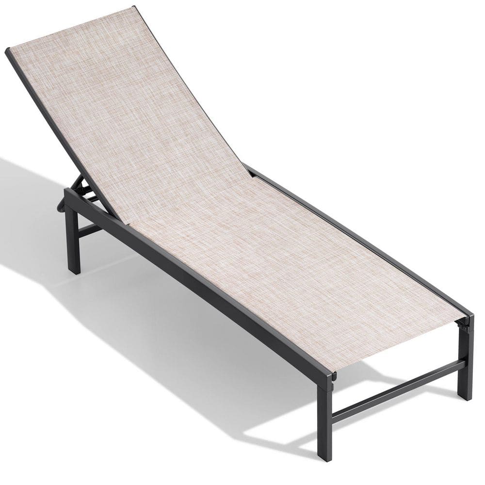 1-Piece Metal Stackable Outdoor Leisure Chaise Lounge in Beige price history on PriceWatchPro