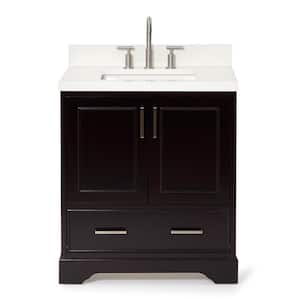 Stafford 31 in. W x 22 in. D x 36 in. H Single Sink Freestanding Bath Vanity in Espresso with Pure White Quartz Top