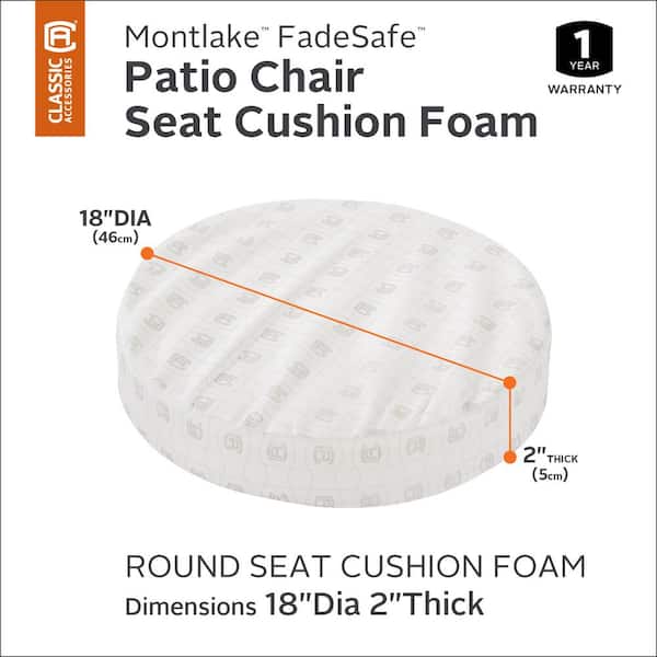 Classic Accessories 18 in. Dia x 2 in. Thick Outdoor Round Patio Foam Seat Cushion Insert 61 003 010903 RT The Home Depot