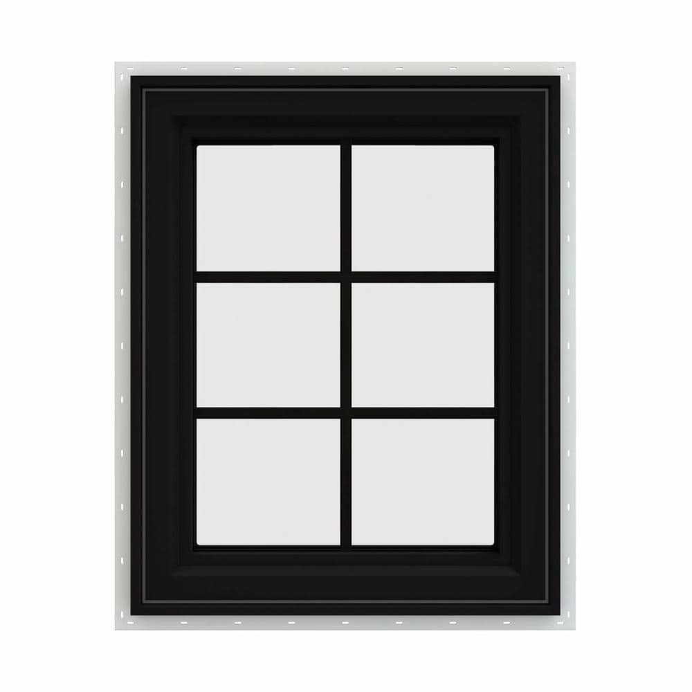 JELD-WEN 24 in. x 36 in. V-4500 Series Black FiniShield Vinyl Right-Handed  Casement Window with Colonial Grids/Grilles THDJW140000421 - The Home Depot