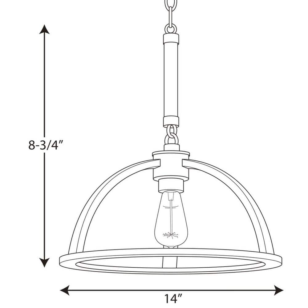 Gilded Iron and Oak 16" Industrial Pendant Light