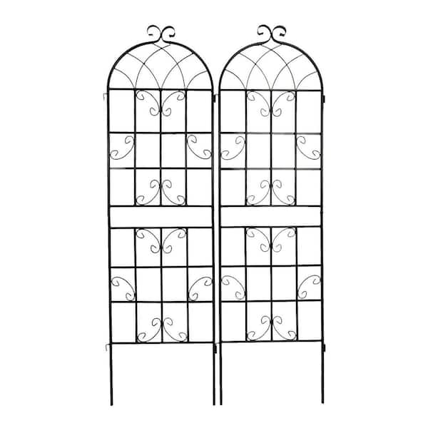 Siavonce 71 in. 2-Pack Metal Garden Trellis Rustproof Trellis for Climbing Plants Outdoor Flower Support, Black
