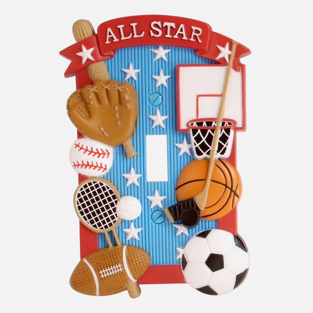 All-Star Sports Themed Hand-Painted Toggle Wall Plate