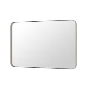 48 in. W x 32 in. H Premium Aluminum Framed Rectangular Bathroom Vanity Wall Mirror in Brushed Nichel