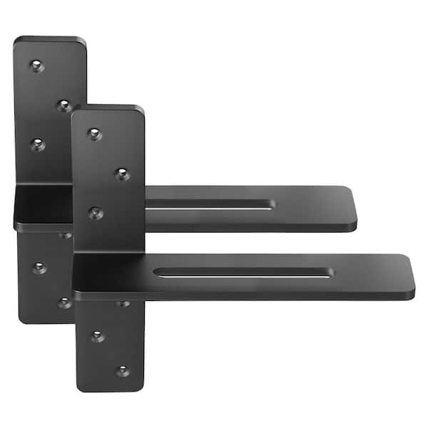 T Shelf Brackets 2 Pack 200 lbs. Capacity, 12 x 2.89 x 12 in. Solid Steel Heavy Duty for Shelves, Includes Screws Black