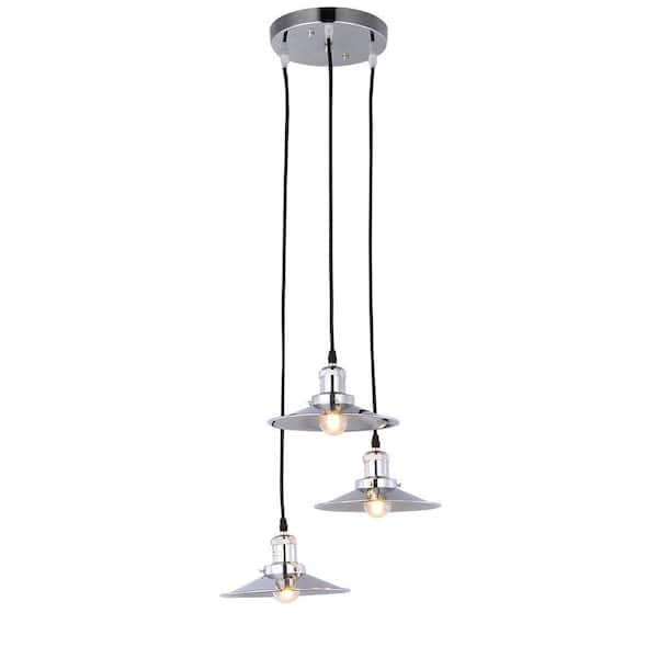 Warehouse of Tiffany Cheyenne 9 in. 3-Light Indoor Chrome Finish Chandelier with Light Kit